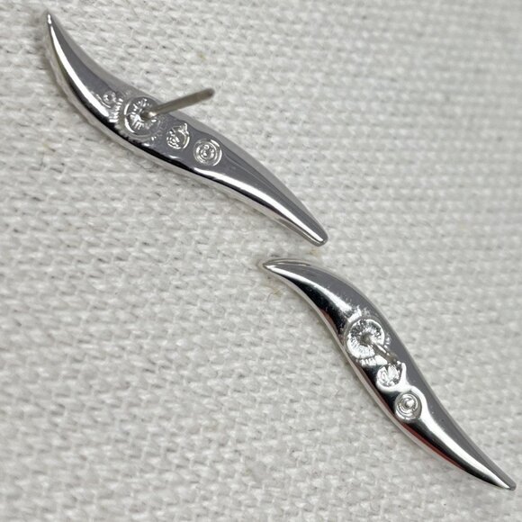 Swarovski‎ Signed S-Curve Earrings Pave Crystal 80s Vintage Silver-Tone Classic - Picture 7 of 9